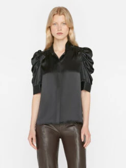 Gillian Top -- Glossy Noir -Chic Attire Store LWSH2645 NOIR 0593