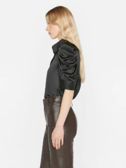 Gillian Top -- Glossy Noir -Chic Attire Store LWSH2645 NOIR 0611