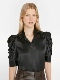 Gillian Top -- Glossy Noir -Chic Attire Store LWSH2645 NOIR 0629