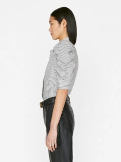 Ruched Puff Sleeve Shirt -- Noir Multi 13 Ruched Puff Sleeve Shirt -- Noir Multi -Chic Attire Store LWSH2765 NOIRMULTI FRSP23EC II WOMENS DAY 01 0022HR