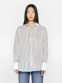 The Oversized Shirt -- Bone Multi -Chic Attire Store LWSH2779 BONE MULTI FRSU23EC II WOMENS DAY 01 0692HR