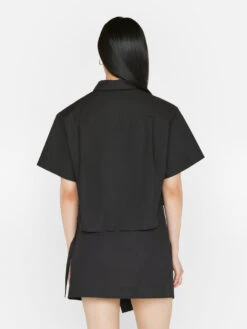 Cropped Short Sleeve Shirt -- Noir -Chic Attire Store LWSH2789 NOIR FRSU23EC II WOMENS DAY 01 0083HR