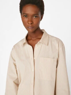 The Oversized Shirt -- Sand Multi -Chic Attire Store LWSH2793 SAND MULTI FRSU23EC WOMENS DAY 04 1467HR