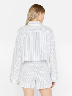 Cropped Wide Sleeve Shirt -- Cobalt Multi -Chic Attire Store LWSH2794 COBALT MULTI FRSU23EC WOMENS DAY 03 0436HR