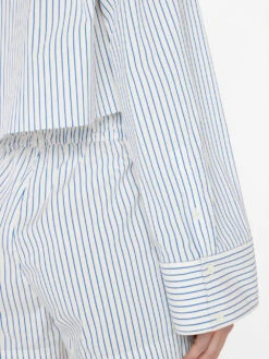 Cropped Wide Sleeve Shirt -- Cobalt Multi -Chic Attire Store LWSH2794 COBALT MULTI FRSU23EC WOMENS DAY 03 0445HR