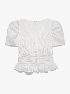 Corded Covered Shoulder Top -- Blanc 18 Corded Covered Shoulder Top -- Blanc -Chic Attire Store LWSH2827 BLAN