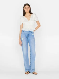 Corded Covered Shoulder Top -- Blanc 19 Corded Covered Shoulder Top -- Blanc -Chic Attire Store LWSH2827 BLANC FRSU23EC II WOMENS DAY 02 0756HR