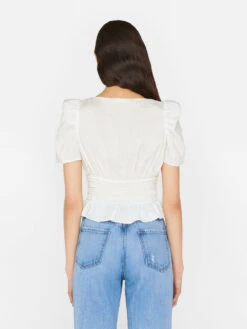 Corded Covered Shoulder Top -- Blanc 17 Corded Covered Shoulder Top -- Blanc -Chic Attire Store LWSH2827 BLANC FRSU23EC II WOMENS DAY 02 0776HR