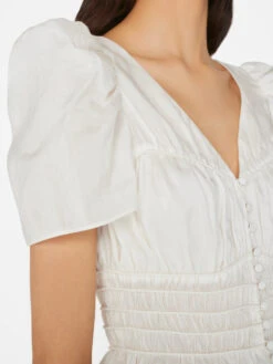 Corded Covered Shoulder Top -- Blanc 15 Corded Covered Shoulder Top -- Blanc -Chic Attire Store LWSH2827 BLANC FRSU23EC II WOMENS DAY 02 0784HR