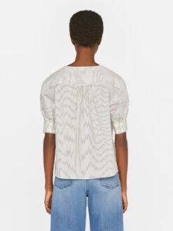 V-Neck Popover Top -- Bone Multi -Chic Attire Store LWSH2829 BONE MULTI FRSU23EC WOMENS DAY 04 1686HR