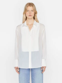 The Oversized Tuxedo Shirt -- Blanc -Chic Attire Store LWSH2839 BLANC 0634