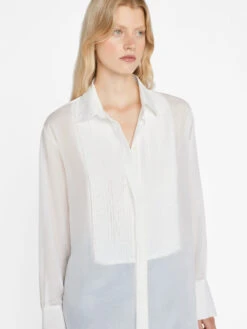 The Oversized Tuxedo Shirt -- Blanc -Chic Attire Store LWSH2839 BLANC 0640