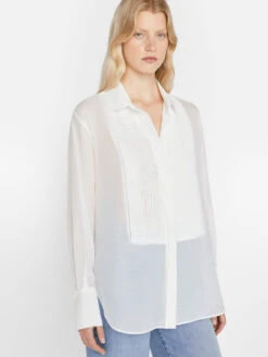 The Oversized Tuxedo Shirt -- Blanc -Chic Attire Store LWSH2839 BLANC 0651