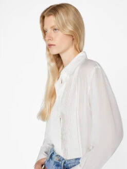 The Oversized Tuxedo Shirt -- Blanc -Chic Attire Store LWSH2839 BLANC 0672