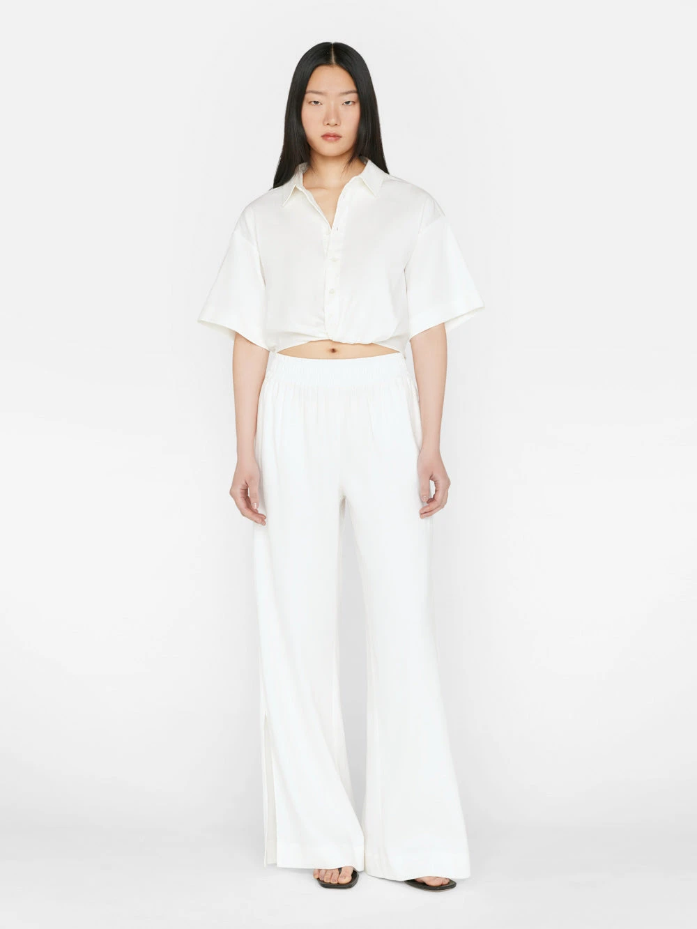 Cropped Twist Front Shirt -- Off White 4 Cropped Twist Front Shirt -- Off White - Image 2