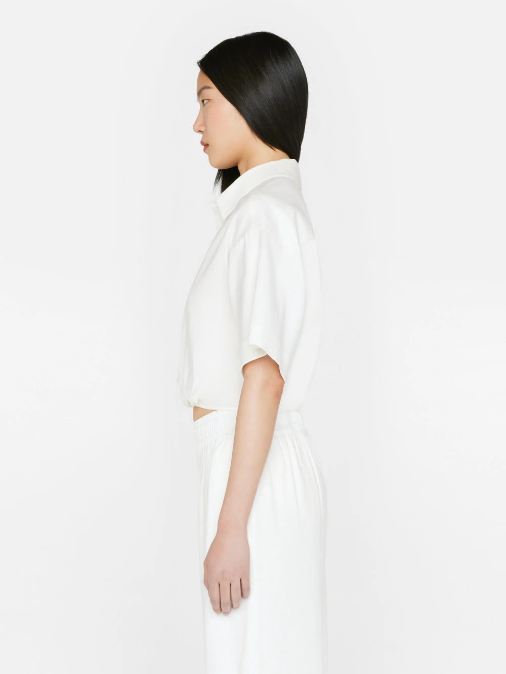 Cropped Twist Front Shirt -- Off White 7 Cropped Twist Front Shirt -- Off White - Image 5