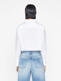 The Cropped Oversized Shirt -- Blanc -Chic Attire Store LWSH2892 BLANC 0111