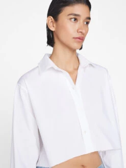 The Cropped Oversized Shirt -- Blanc -Chic Attire Store LWSH2892 BLANC 0117