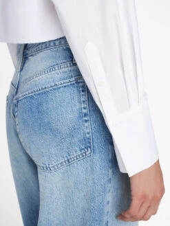 The Cropped Oversized Shirt -- Blanc -Chic Attire Store LWSH2892 BLANC 0123