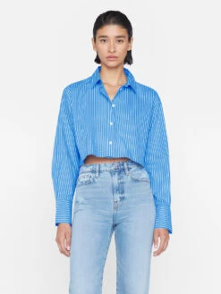 The Cropped Oversized Shirt -- Cornflower Multi
