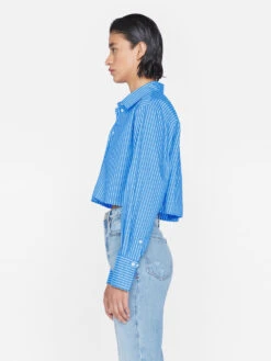 The Cropped Oversized Shirt -- Cornflower Multi -Chic Attire Store LWSH2894 CORNFLOWER MULTI 0063