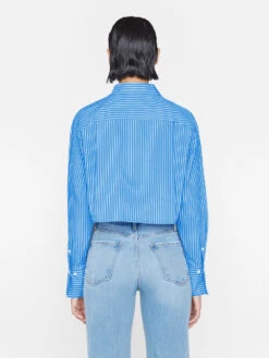 The Cropped Oversized Shirt -- Cornflower Multi -Chic Attire Store LWSH2894 CORNFLOWER MULTI 0073