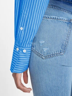 The Cropped Oversized Shirt -- Cornflower Multi -Chic Attire Store LWSH2894 CORNFLOWER MULTI 0082