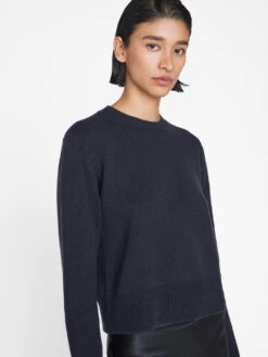 Cashmere Clean Crew -- Navy -Chic Attire Store LWSW1180 NAVY 0967