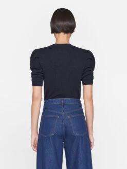 Ruched Sleeve Cashmere Sweater -- Navy -Chic Attire Store LWSW1595 NAVY 0621