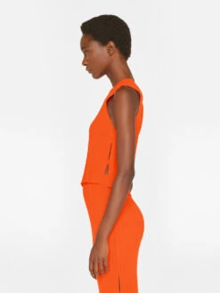 Mixed Rib Cutout Tank -- Bright Tangerine -Chic Attire Store LWSW1746 BRIGHT TANGERINE FRSU23EC WOMENS DAY 04 1616HR