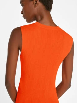 Mixed Rib Cutout Tank -- Bright Tangerine -Chic Attire Store LWSW1746 BRIGHT TANGERINE FRSU23EC WOMENS DAY 04 1629HR