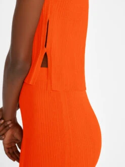 Mixed Rib Cutout Tank -- Bright Tangerine -Chic Attire Store LWSW1746 BRIGHT TANGERINE FRSU23EC WOMENS DAY 04 1632HR