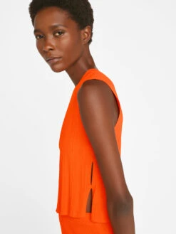 Mixed Rib Cutout Tank -- Bright Tangerine -Chic Attire Store LWSW1746 BRIGHT TANGERINE FRSU23EC WOMENS DAY 04 1635HR