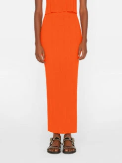 Mixed Rib Cutout Skirt -- Bright Tangerine