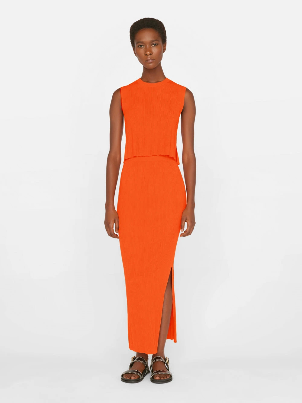 Mixed Rib Cutout Skirt -- Bright Tangerine 4 Mixed Rib Cutout Skirt -- Bright Tangerine - Image 2