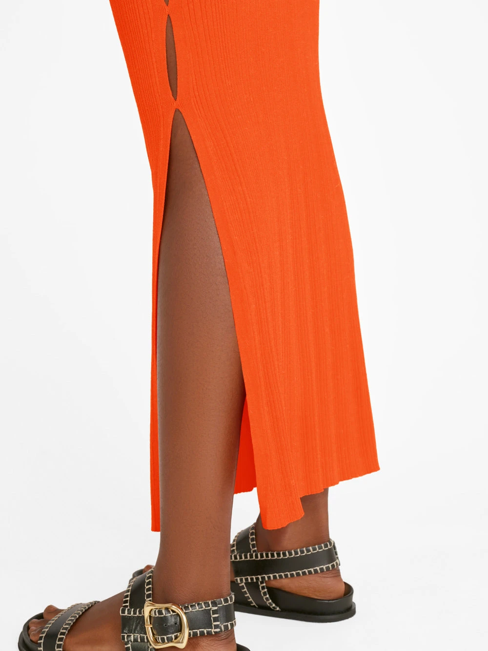 Mixed Rib Cutout Skirt -- Bright Tangerine 5 Mixed Rib Cutout Skirt -- Bright Tangerine - Image 3