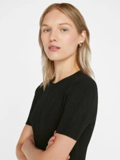 Mixed Rib Cutout Mini Dress -- Noir -Chic Attire Store LWSW1750 NOIR FRSU23EC WOMENS DAY 03 0721HR