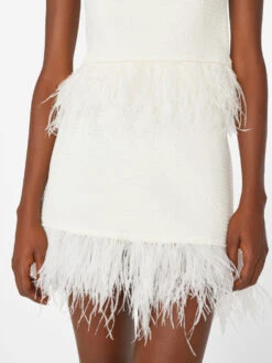 Crochet Feather Mini Skirt -- Off White -Chic Attire Store LWSW1752 OFF WHITE FRSU23EC WOMENS DAY 04 1033HR