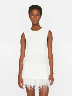 Crochet Feather Top -- Off White