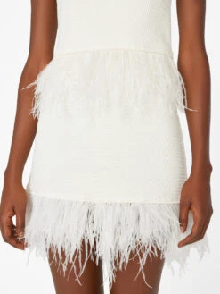 Crochet Feather Mini Skirt -- Off White -Chic Attire Store LWSW1753 OFF WHITE FRSU23EC WOMENS DAY 04 1032HR
