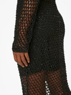 Beaded Crochet Dress -- Noir -Chic Attire Store LWSW1755 NOIR FRSU23EC WOMENS DAY 04 0985HR
