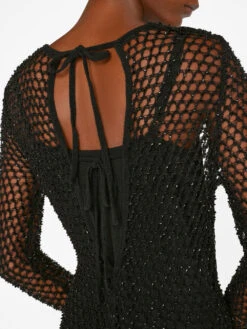 Beaded Crochet Dress -- Noir -Chic Attire Store LWSW1755 NOIR FRSU23EC WOMENS DAY 04 1011HR
