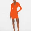 Seamed Button Mini Dress -- Bright Mandarin -Chic Attire Store LWSW1805 BRIGHT MANDARIN FRSU23EC WOMENS DAY 05 0947HR