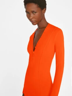 Seamed Button Mini Dress -- Bright Mandarin 17 Seamed Button Mini Dress -- Bright Mandarin -Chic Attire Store LWSW1805 BRIGHT MANDARIN FRSU23EC WOMENS DAY 05 0955HR