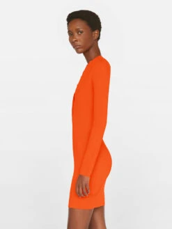 Seamed Button Mini Dress -- Bright Mandarin 14 Seamed Button Mini Dress -- Bright Mandarin -Chic Attire Store LWSW1805 BRIGHT MANDARIN FRSU23EC WOMENS DAY 05 0970HR