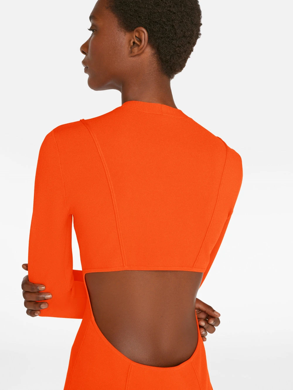 Seamed Button Mini Dress -- Bright Mandarin 4 Seamed Button Mini Dress -- Bright Mandarin - Image 2