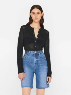 Mixed Stitch Shrunken Cardi -- Noir