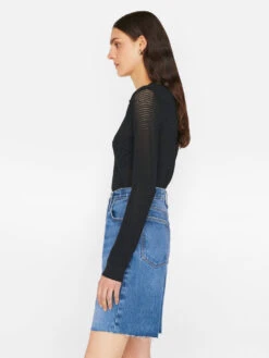 Mixed Stitch Shrunken Cardi -- Noir -Chic Attire Store LWSW1815 NOIR FRSU23EC II WOMENS DAY 02 0349HR