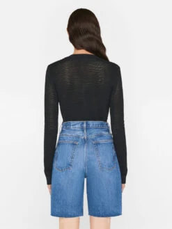 Mixed Stitch Shrunken Cardi -- Noir -Chic Attire Store LWSW1815 NOIR FRSU23EC II WOMENS DAY 02 0358HR