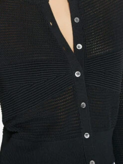 Mixed Stitch Shrunken Cardi -- Noir -Chic Attire Store LWSW1815 NOIR FRSU23EC II WOMENS DAY 02 0376HR